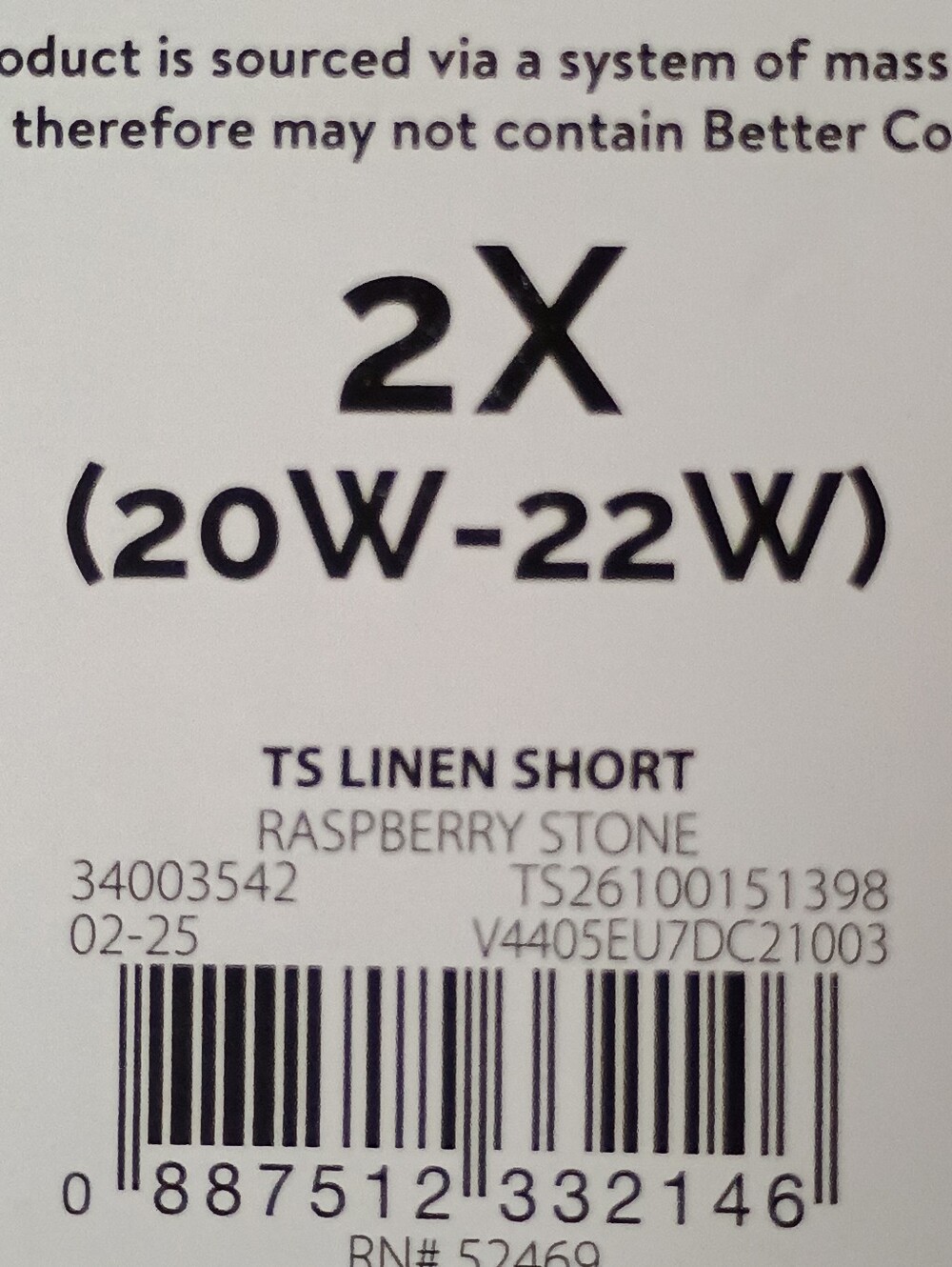 TS Linen Short Plus Size 2X(20W-22W) Drawstring - Raspberry Stone - Picture 5 of 7